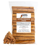 1400S SPICES front package showing 1lb Ceylon cinnamon, clear labeling and freshness
