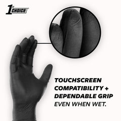 1st Choice gloves displayed flat to show 6 mil thickness and coverage