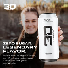 3D Citrus Frost side label close-up highlighting ingredients and sugar-free claim for clarity