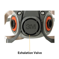 3M 6200 exhalation valve close-up improving breathability on job