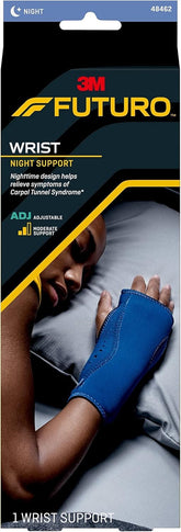3M FUTURO front view of navy sleep wrist support showing full sleeve comfort