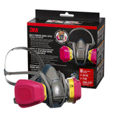 3M Quick Latch respirator front view showing fit and durable facepiece benefit