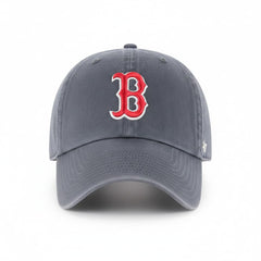 47 Brand Boston Red Sox close-up of stitched logo and fabric texture for durability