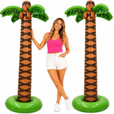 4E's Novelty front view of two 6ft inflatable palm trees for instant tropical decor