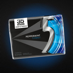 5 Gum Peppermint Cobalt pack beside sunglasses showing compact size for travel