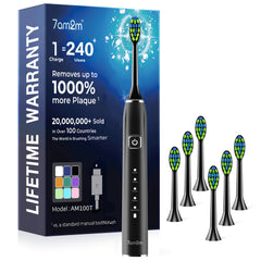7AM2M front view showing toothbrush and travel-ready packaging for easy storage