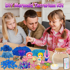 7july mermaid figurines and colorful decorations close-up for imaginative play