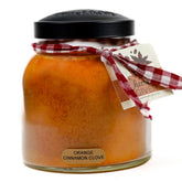 A Cheerful Giver front jar view showing orange cinnamon clove scent and decorative benefit