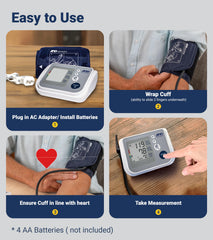 A&D Medical monitor in use on adult arm demonstrating easy one-button operation