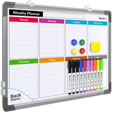 ABERLLS front view weekly calendar whiteboard shows clear week grid and frame for organized planning