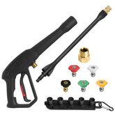 Abode pressure washer gun front view showing grip and trigger for comfortable use