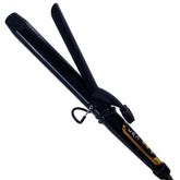 abp front view extra long curling iron showing sleek black and gold finish for style