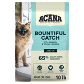ACANA front packaging showing Bountiful Catch 10 lb bag and benefits