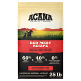 ACANA front pack view showing recipe and 25 lb size benefit freshness