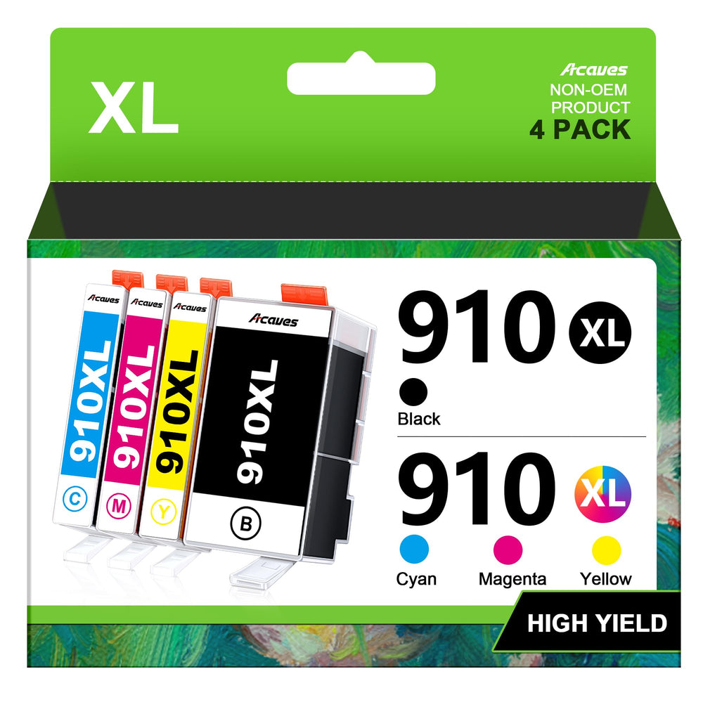 Acaves 910XL front packaging showing the 4-pack and clear benefit