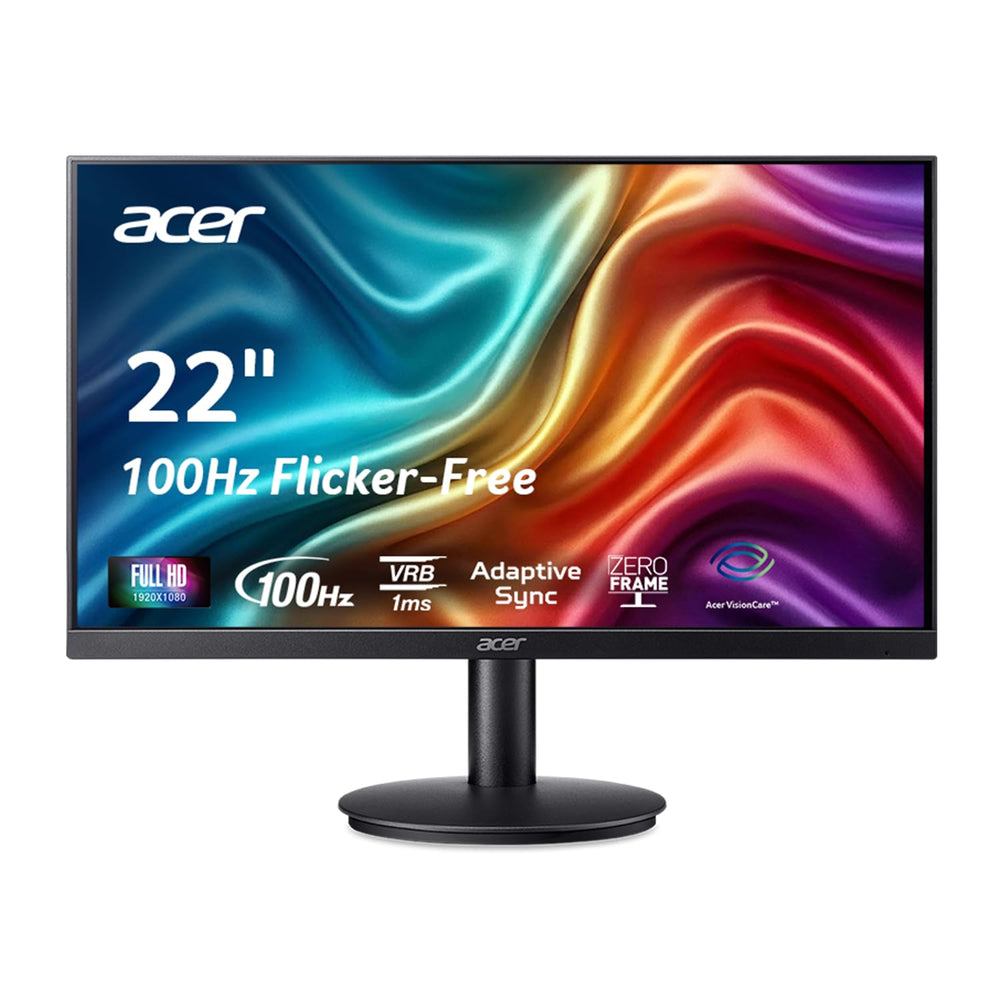 Acer KB220Q front view showing full screen clarity and workspace benefit