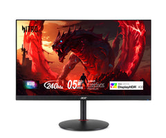 Acer Nitro XV272U front view showing crisp WQHD display and thin bezels for immersive gaming