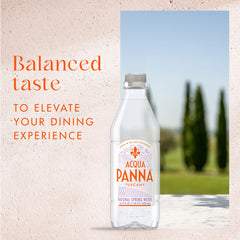 Acqua Panna bottle in hand showing size and portable benefit