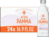 Acqua Panna front packaging showing 24 bottles and brand clarity