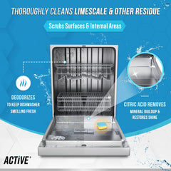 ACTIVE tablet placed in washer drum demonstrating easy monthly maintenance benefit
