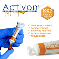 ActivOn gel texture close-up displaying smooth honey gel and easy spreadability