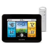 AcuRite color display front view showing clear weather data and bright readability