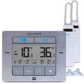 AcuRite display front view showing dual temperature readouts and alarm indicators for quick monitoring