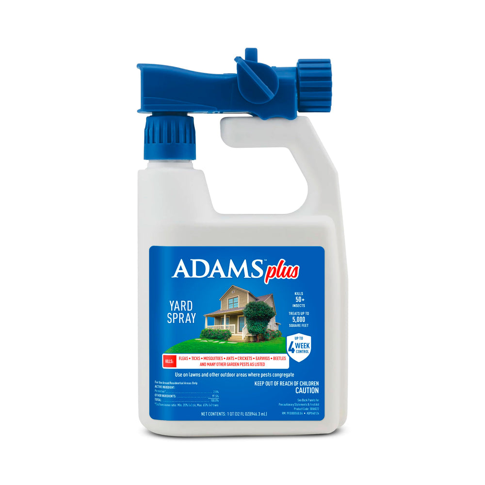 ADAMS front packaging showing bottle and hose-end design for easy application benefits