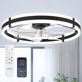 addlon front view of fandelier showing sleek black finish and integrated light for modern decor