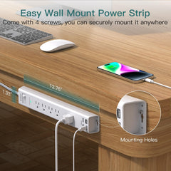 Addtam power strip mounted under a desk showing tidy installation and accessibility benefit