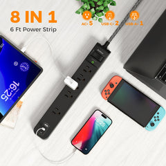 Addtam USB ports side view showing three USB ports for convenient charging