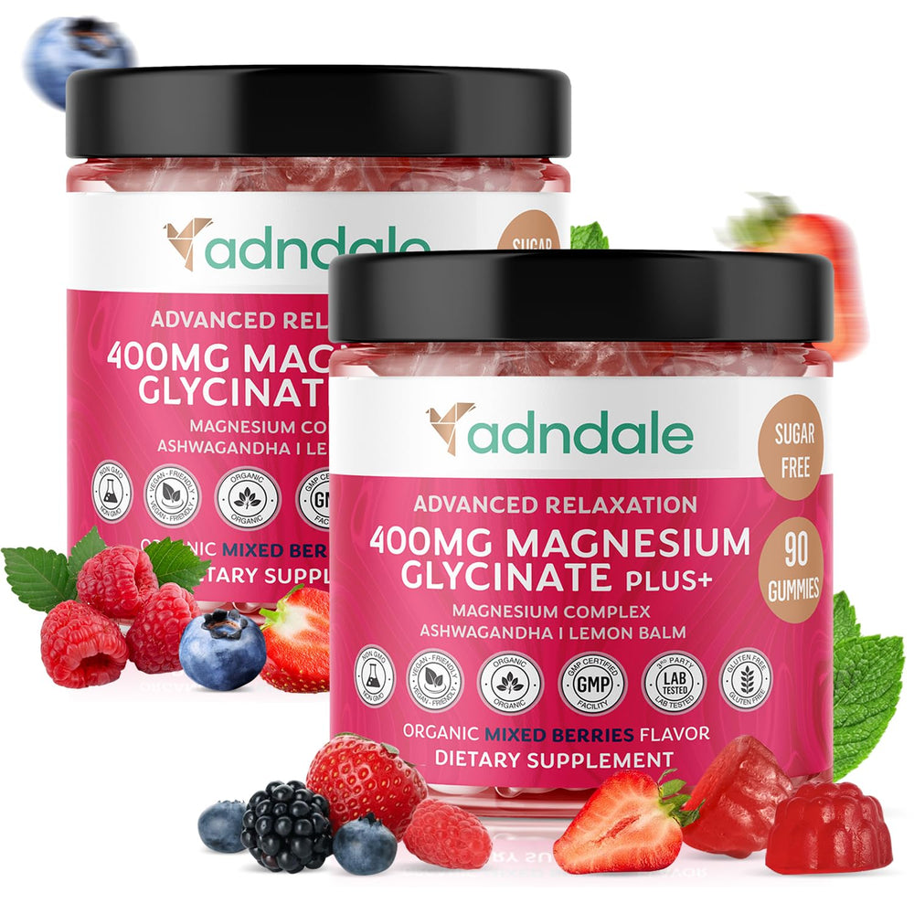 Adndale front packaging showing mixed berry gummies and benefits