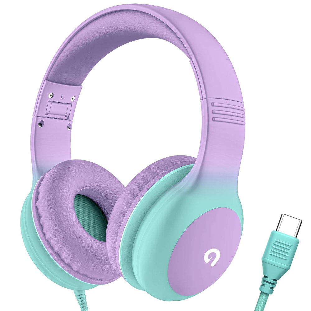 ADOOPE front view of lavender and mint headphones showing playful design and clear controls