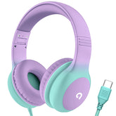 ADOOPE front view of lavender and mint headphones showing playful design and clear controls