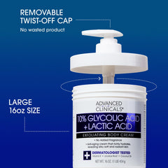 Advanced Clinicals dispensing lotion from pump illustrating easy application