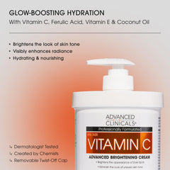 Advanced Clinicals tub opened displaying creamy Vitamin C texture and hydration