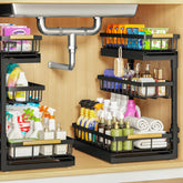 Aekenr front view of two packed organizers showing compact storage benefit