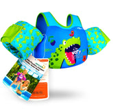 AEOCOO front view of toddler swim vest showing secure fit and bright colors