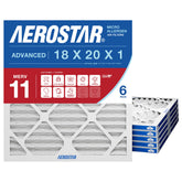 Aerostar front packaging showing 18x20x1 MERV 11 benefits and features