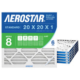 Aerostar 6-pack front packaging showing product and size, benefits quick replacement