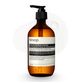 Aesop front packaging showing bottle and label, conveys premium cleansing