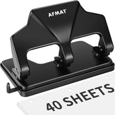 AFMAT front view of metal 3-hole punch showing sturdy build and ease
