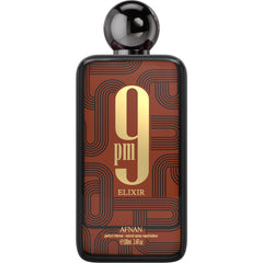 Afnan 9 PM Elixir front bottle showing elegant design and evening-ready appeal