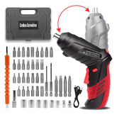 AFNZTME front view of red cordless screwdriver in case showing kit and portability benefit