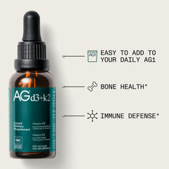 AG1 dropper close-up demonstrating precise dosing and simple dispensing