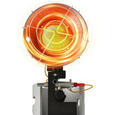 AgiiMan front view of portable propane heater showing directional warmth and quick heat