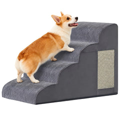 Ahpmeoa front view of grey 4-step stairs showing safe access