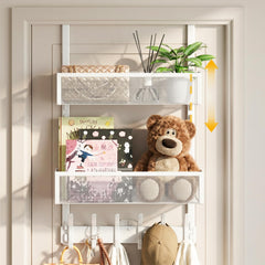 Aimeaihe front view of white over the door hanger showing full organizer and hooks, tidy storage benefit
