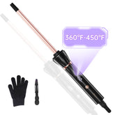 AIMSEE front view of the small curling wand showing slim barrel and profile, precise styling benefit