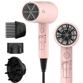AINA front view pink hair dryer showing controls and shape for comfortable styling